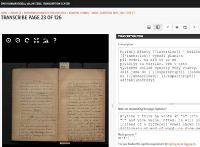 transcribe with Smithsonian Transcription Center