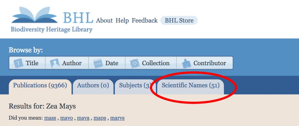 sci names tab