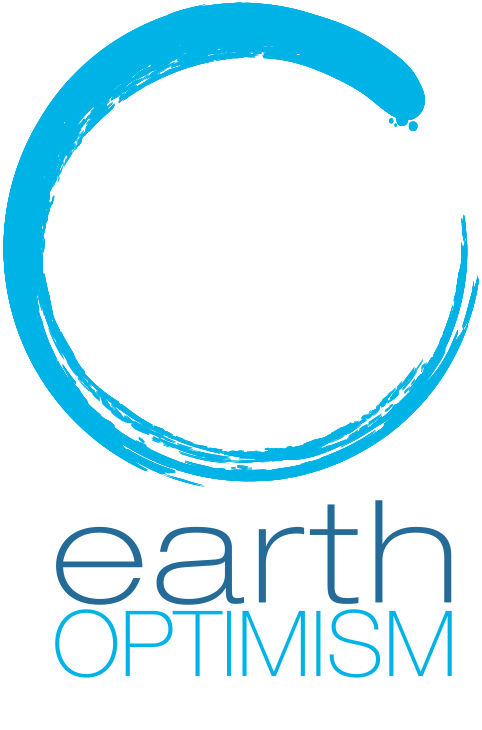 earth optimism logo with blue circle