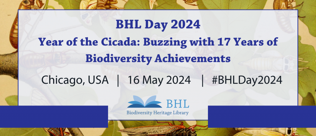 BHL Day 2024 logo with event details and a background image of cicadas emerging